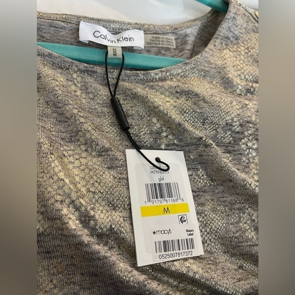 Calvin Klein NWT Snakeskin Silver Gold Shimmer Tank Top Size M - Picture 8 of 12